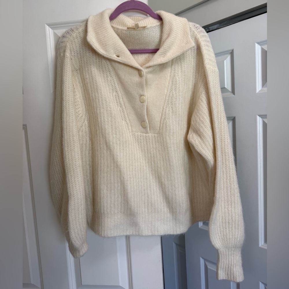 Sezane Micky Jumper Button Cream Sweater Large - Picture 4 of 9